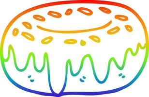 Regenbogen-Gradientenlinie Zeichnung Cartoon-Donut mit Streuseln vektor