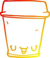 warme Gradientenlinie Zeichnung Cartoon Kaffeetasse vektor