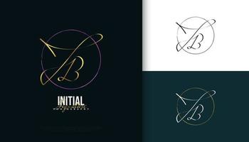 jb Initial-Signatur-Logo-Design mit elegantem und minimalistischem goldenem Handschriftstil. anfängliches j- und b-logodesign für hochzeit, mode, schmuck, boutique und geschäftsmarkenidentität vektor