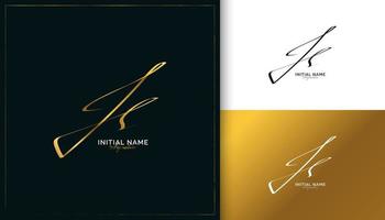 js Initial-Signatur-Logo-Design mit eleganter goldener Handschrift. initial j and s logo design für hochzeit, mode, schmuck, boutique und geschäftsmarkenidentität vektor