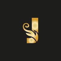 guld lyx bokstaven j logotyp. j-logotyp med graciös stil vektorfil. vektor