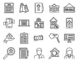 Investor Realtor Icons Set, Umrissstil vektor