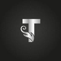 silver lyx bokstav t logotyp. t logotyp med graciös stil vektor fil.