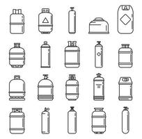 industriella gasflaskor ikoner set, konturstil vektor