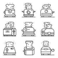 Toaster-Icons gesetzt, Umrissstil vektor