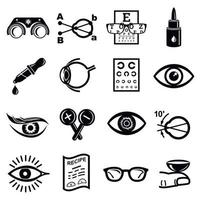 ögonläkare ikoner set, enkel stil vektor