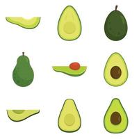 Avocado-Symbole setzen flachen Vektor isoliert