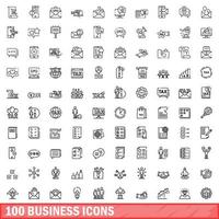 100 Business-Icons gesetzt, Umrissstil vektor