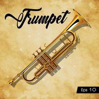 trumpet musikinstrument illustration på vintage bakgrund vektor