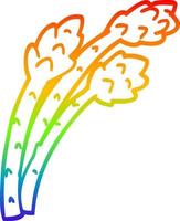 Regenbogen-Gradientenlinie Zeichnung Cartoon-Spargel-Pflanze vektor
