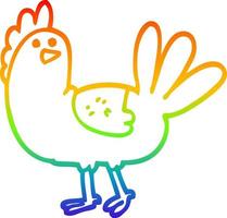 Regenbogen-Gradientenlinie Zeichnung Cartoon-Huhn vektor