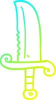 Kalte Gradientenlinie, die Cartoon-Schwert mit Juwelen zeichnet vektor