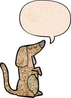 Cartoon-Hund und Sprechblase im Retro-Textur-Stil vektor