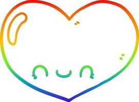 regnbågsgradient linjeteckning tecknad kärlek hjärta karaktär vektor
