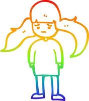 Regenbogen-Gradientenlinie Zeichnung Cartoon-Mädchen mit langen Haaren vektor