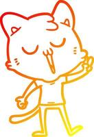warme Gradientenlinie Zeichnung Cartoon-Katze singt vektor