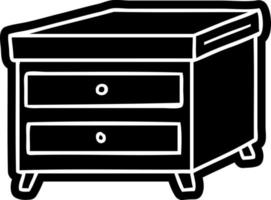 tecknad ikon ritning av ett sängbord vektor