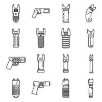 Taser-Symbole setzen Umrissvektor. Polizeiwaffe vektor