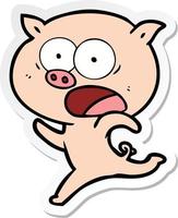 Aufkleber eines laufenden Cartoon-Schweins vektor