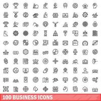 100 Business-Icons gesetzt, Umrissstil vektor