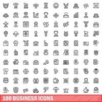 100 Business-Icons gesetzt, Umrissstil vektor