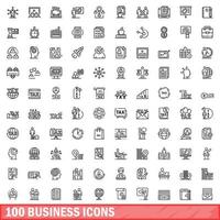 100 Business-Icons gesetzt, Umrissstil vektor