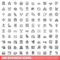 100 Business-Icons gesetzt, Umrissstil vektor