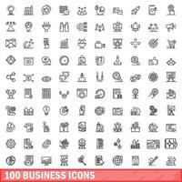 100 Business-Icons gesetzt, Umrissstil vektor