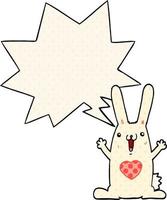 tecknad kanin i kärlek och pratbubbla i serietidningsstil vektor