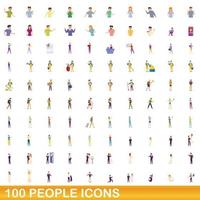 100 Personen Icons Set, Cartoon-Stil vektor