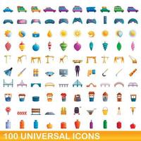 100 universelle Symbole im Cartoon-Stil vektor