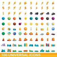 100 universelle Symbole im Cartoon-Stil vektor