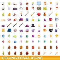 100 universelle Symbole im Cartoon-Stil vektor