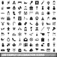 100 Symbole für Familienfeiern, einfacher Stil vektor