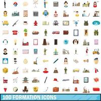 100 Bildungssymbole gesetzt, Cartoon-Stil vektor