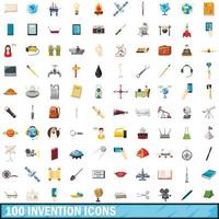 100 Erfindungssymbole im Cartoon-Stil vektor