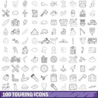 100 Touring Cons Set, Outline-Stil vektor