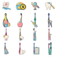 Zahnpflege-Icons Set, Cartoon-Stil vektor