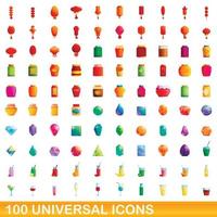 100 universelle Symbole im Cartoon-Stil vektor