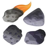 Meteorit-Icon-Set, Cartoon-Stil vektor