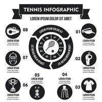 Tennis-Infografik-Konzept, einfacher Stil vektor