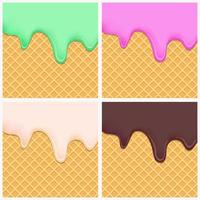 glass smältande våffla bakgrunder av olika färger och smaker. grafisk design. vektor