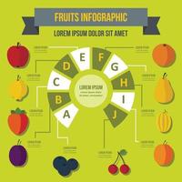 Obst-Infografik-Konzept, flacher Stil vektor