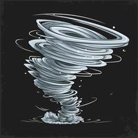 handgezeichnete große Tornado-Sturm-Naturkatastrophe, Tornado-Twister-Hurrikan-Wind oder Wirbelsturm