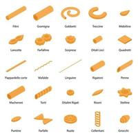 Fusilli Pasta Icons Set, isometrischer Stil