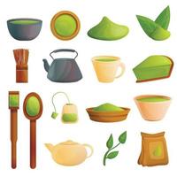 Matcha-Tee-Icons Set, Cartoon-Stil vektor