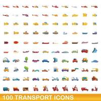 100 Transportsymbole im Cartoon-Stil vektor