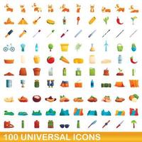 100 universelle Symbole im Cartoon-Stil vektor