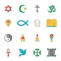 Religion Icons Set, Cartoon-Stil vektor