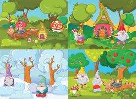 gnome garden banner concept set, cartoon-stil vektor